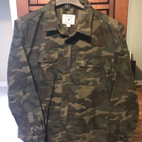 Ae Mens Camouflage Flannel Shirt Size L 